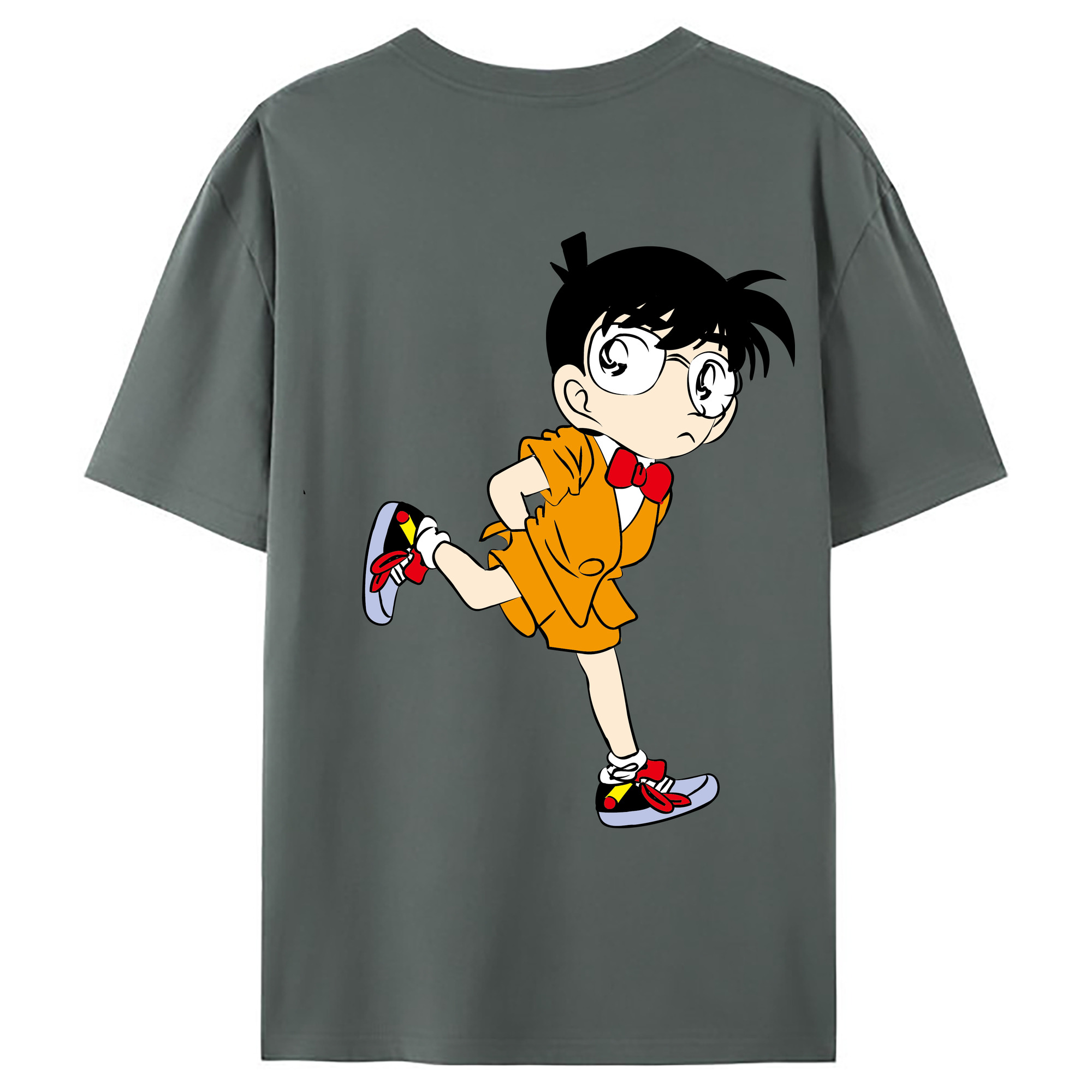 （画像用） 名探偵コナン 江戸川 コナン Detective Conan Conan Edogawa 綿100％ メンズ半袖Tシャツ（バックプリント） 通気性